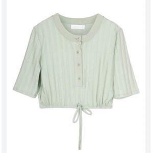 NWT Jonathan Simkhai Persephone Rib Jersey Crop Top in Lichen L